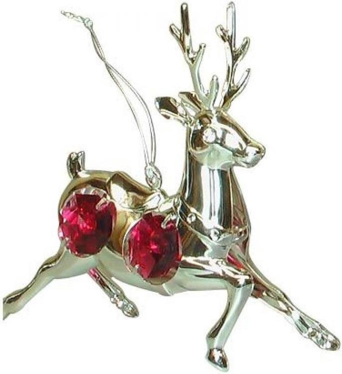 Crystal Temptations Luxe Decoratie Beeldje Zilveren Hert met Rode Kristallen