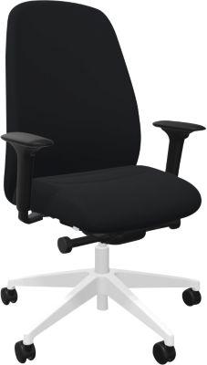 Bürostuhl Interstuhl HEJis3, Synchronmechanik, Armlehnen, FlexGrid-Lordosenstütze, Polsterrücken, Flachsitz, schwarz/weiß