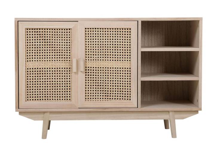 Sideboard 100 x 65 cm Braun/ Rattan