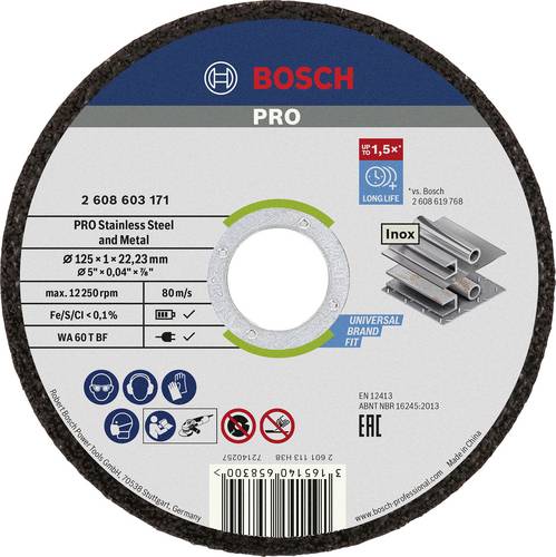 Bosch Accessories Rapido 2608603255 Trennscheibe gerade 125mm 10 St. Edelstahl, Metall