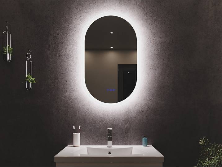 Miroir ovale 50 x 80 cm 50 x 3 x 80cm Transparent Verre miroir 50 x 3 x 80cm
