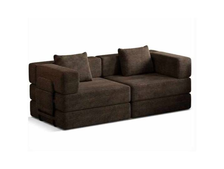 Bettsofa Minimalist Braun Leinenstoff B 190 T 90 cm - Bettsofa