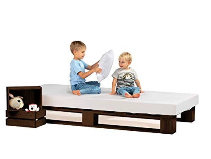 sunnypillow Paletten Bett aus Holz Holz Bett 120x200cm Palisander Massivholz Bett Bett aus Paletten Fichte europalette Palisander Loft 80 90 100 120 140 160 180 200 220 240x200cm
