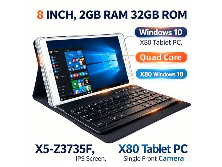 Tablette PC Windows 10 8 pouces Q1, 2 Go de RAM, 32 Go de ROM, X80 X5-Z3735F, écran IPS, WIFI, Quad Core, caméra frontale unique