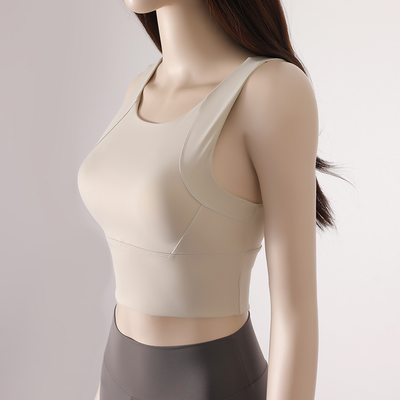 Women Boutique Womens Workout Tank Top With Built Chest Support Stylish Yoga Sports Wear ivory m