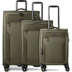 D&N Travel Line 9704 4 Rollen Kofferset 3-teilig mit Dehnfalte, Koffer, Grün