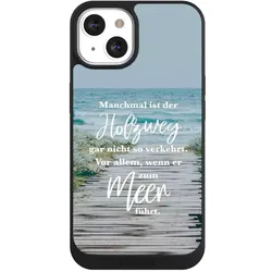 Nivocase Handyhülle für Apple iPhone 13 Hülle NIVOpure Case Schwarz Statement Strand Spruch (Apple iPhone 13), Smartphone Hülle, Schwarz