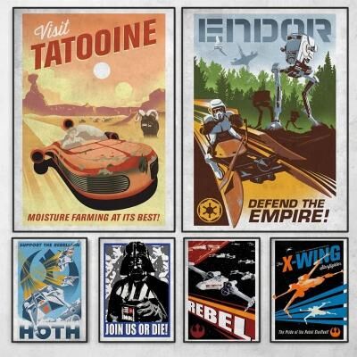Uplift Essentials Galactic Propaganda Retro Poster Tatooine Planet Space Travel Canvas Art Sci Fi Movie Picture For Home Decor style 8 8x12 In
