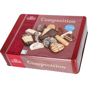 Lambertz Kekse Composition, 13 Sorten, 2 Serviereinheiten à 500 g in der Dose, 1000g