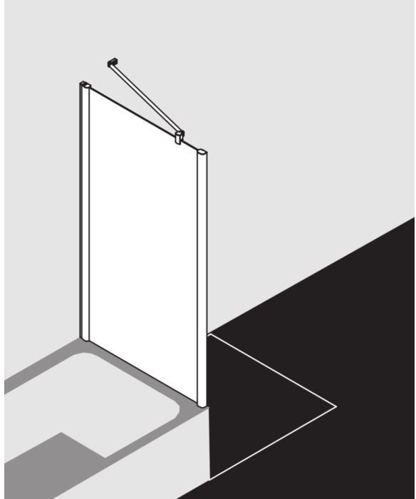 Kermi Pega Seitenwand verkürzt auf Badewanne PETVD09016VAK 90x160cm, silber hochglanz, ESG klar