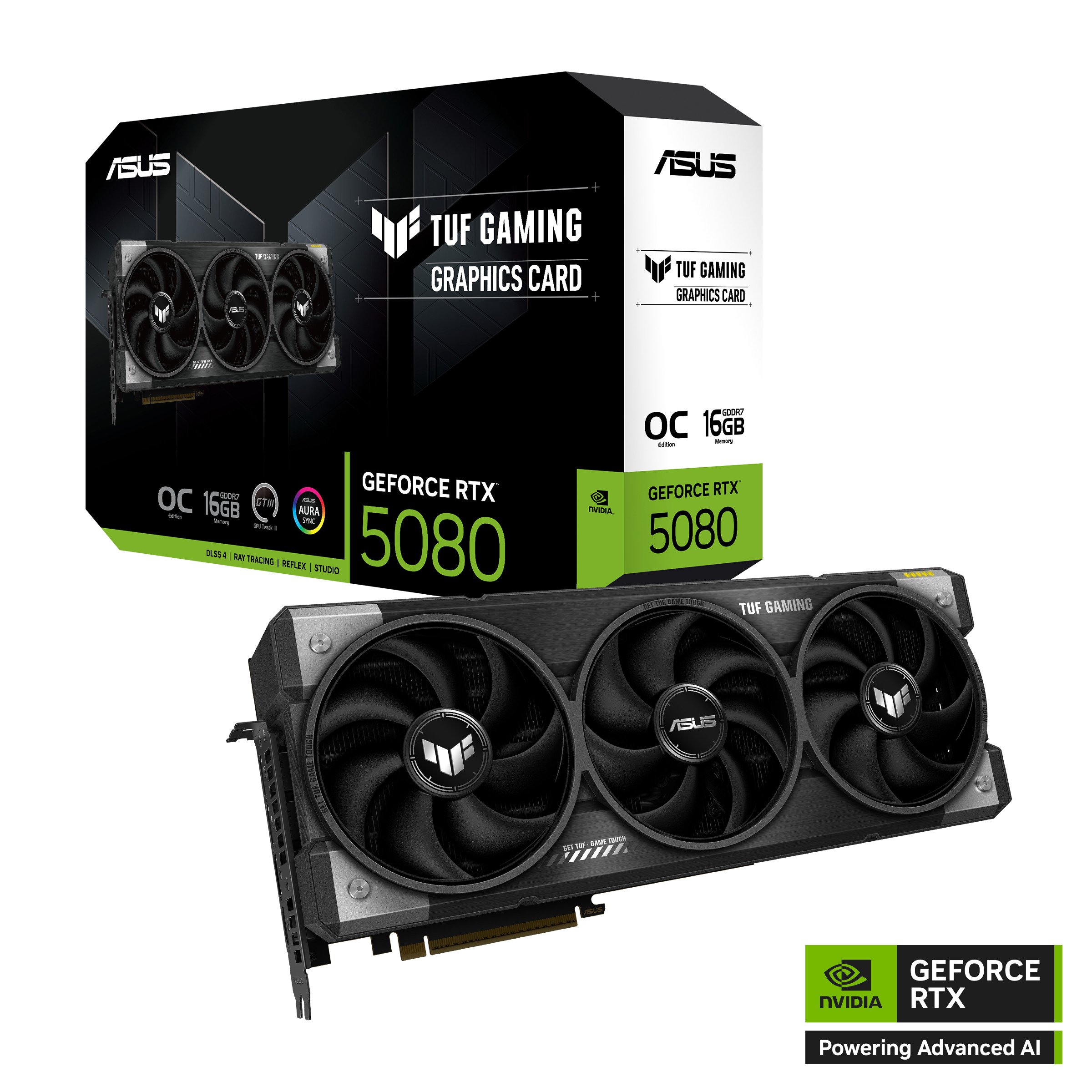 ASUS TUF Gaming GeForce RTX 5080 OC TUF-RTX5080-O16G-GAMING 16GB Grafikkarte GDDR7, 2xHDMI, 3xDP