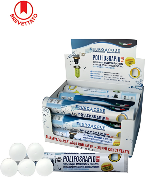 Euroacque POLIFOSRAPID Cartuccia di Polifosfato Tubo Da 5 Pastiglie Cod. POLPHORA
