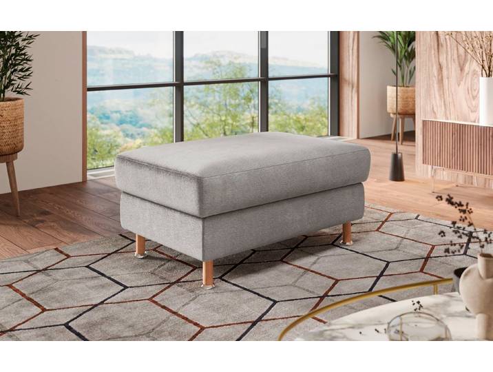 OTTO home Polsterhocker Calypso, Holzfuesse mit Metallteller