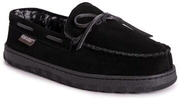 MUK LUKS Paul Printed Berber Suede Moccasin - Mens 13 Black Slipper Medium
