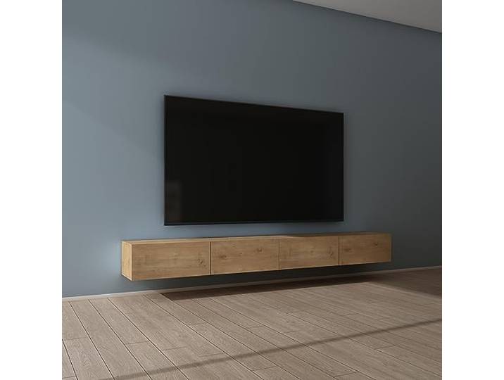 Mai & Mai Fernsehschrank Hängend TV Lowboard hängend mit Gasdruckfedern TV Schrank mit Klappen, viel Stauraum, Wandmontage in Kerneiche, Breite: 280 cm, Fernsehschrank02