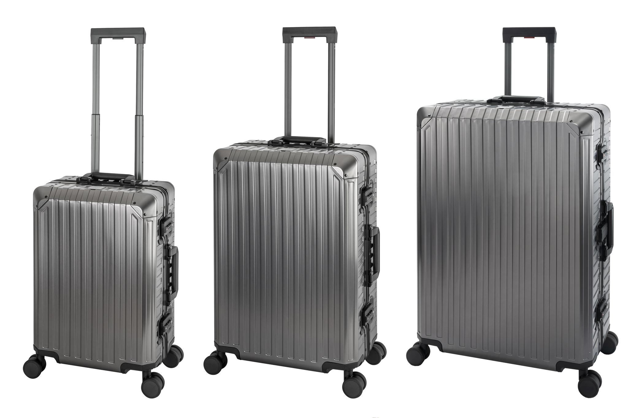 Travelhouse Tokyo Alu Reisekoffer Reise Trolley 3er Set (Grau, Handgepäck, Mittlerer und Großer Koffer XL Set)