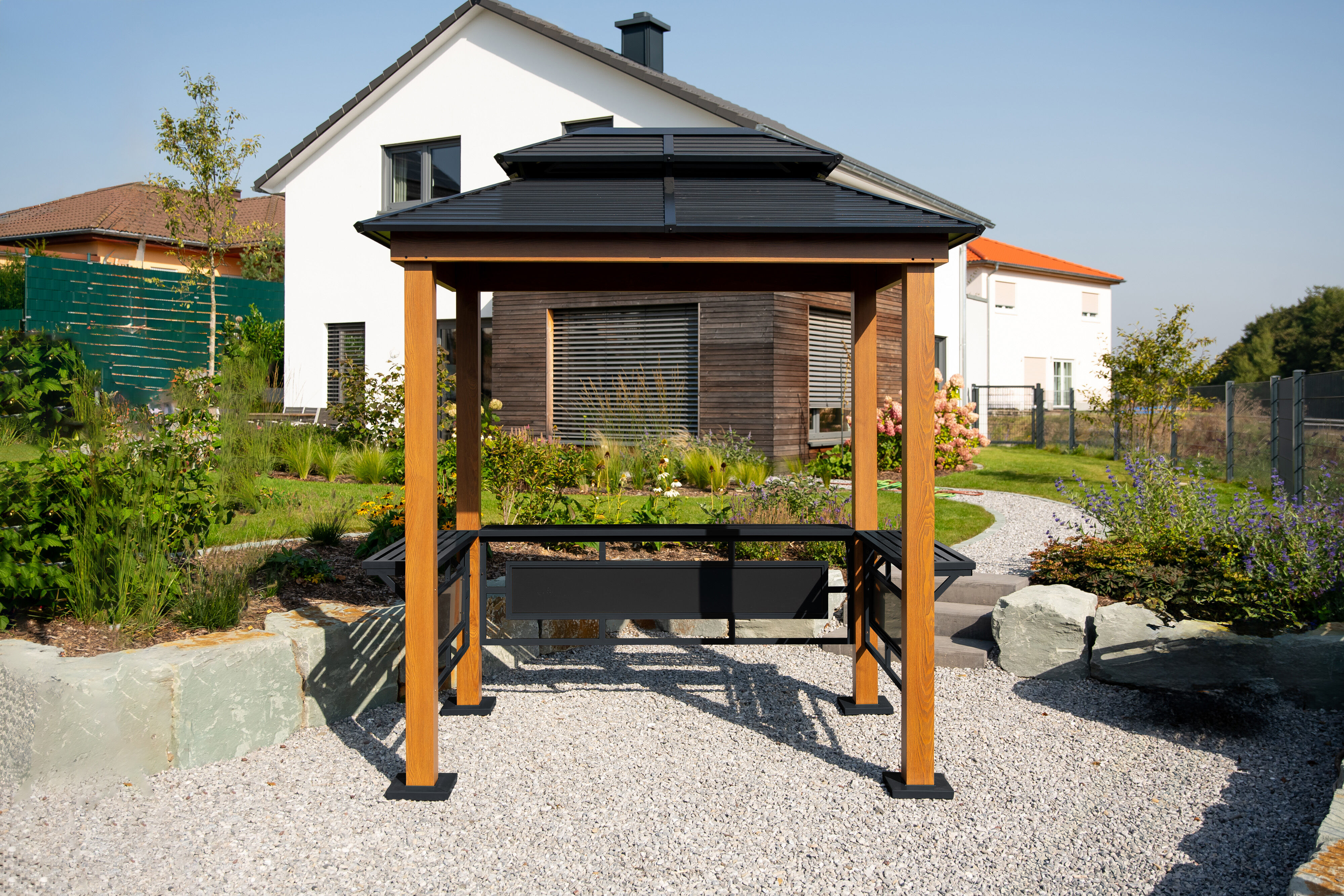 Grillpavillon SOJAG "»Maui« Holzoptik", braun (holzoptik), Pavillons, Grillpavillon, 158x249x278 cm