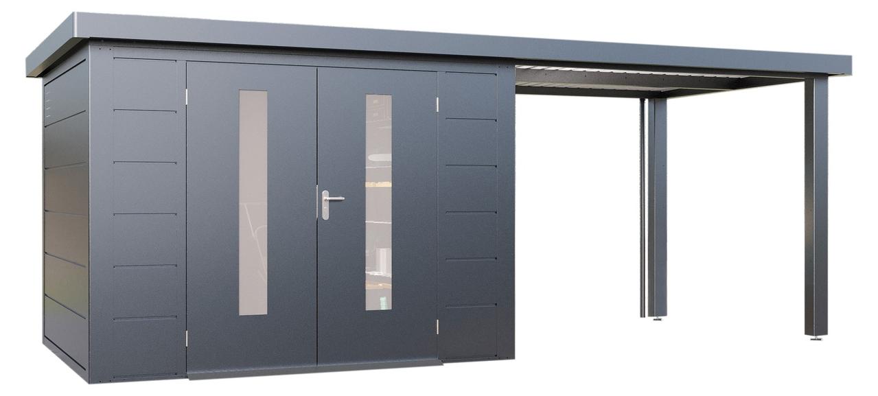 Finnhaus Wolff Metall-Gerätehaus "Elvar 5924" anthrazit 586 x 240 cm