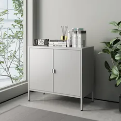 Aktenschrank Hailuoto 80x40x75 cm Stahl Hellgrau [en.casa]