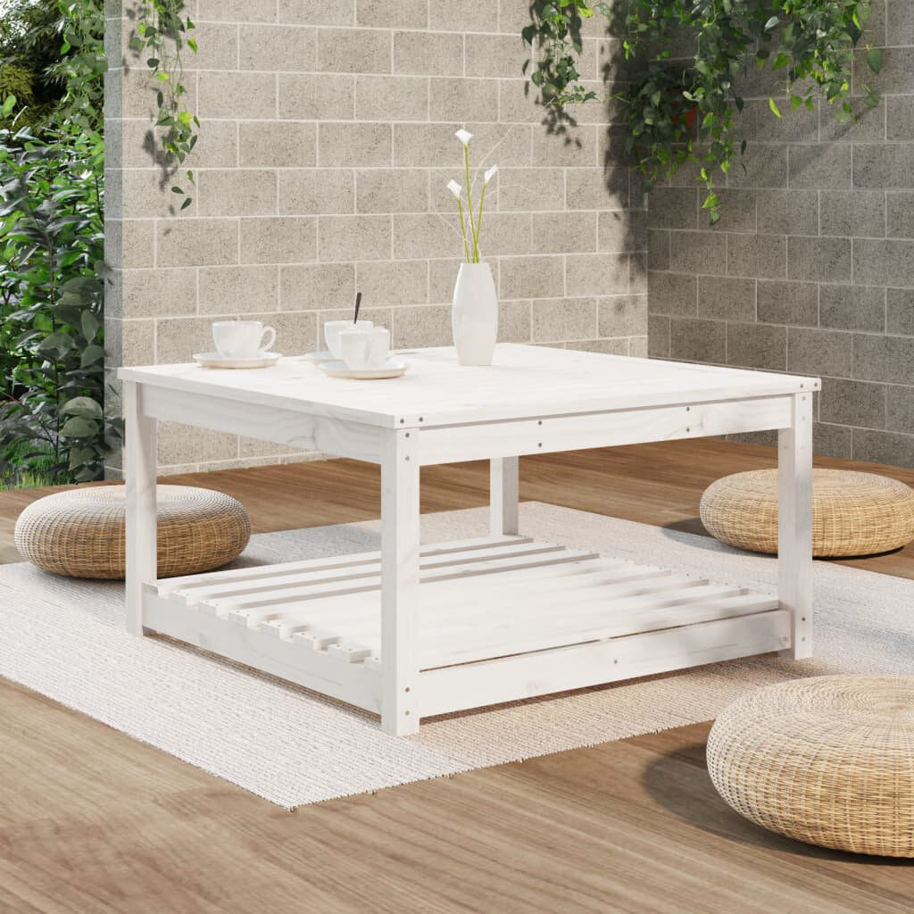 ClassicLiving Singita Rectangular Pine Solid Wood Outdoor Coffee Table White 45cm H x 82.5cm W x 82.5cm D