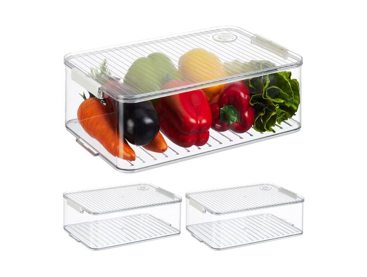 Kühlschrank Organizer Gemüsefach Organizer 3er-Set Weiss-Transparent