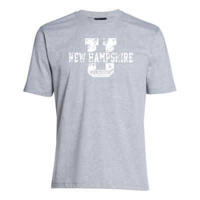 T-Shirt AHORN SPORTSWEAR "NEW HAMPSHIRE", Herren, Gr. 3XL, grau, 80% Baumwolle, 20% Polyester, bedruckt, normal, Rundhals, Shirts T-Shirt, mit großem Frontprint und Strass-Steinchen