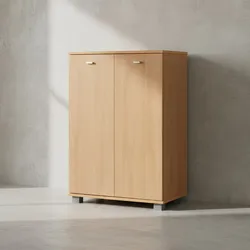 KADIMA DESIGN Schuhschrank-Kommode für bis zu 12 Paar Schuhe, 2 Türen, 3 Einlegeböden, in Buche