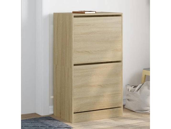Armoire à chaussures - SWEETY - Meuble à chaussures - 2 tiroirs rabattables chêne sonoma m964