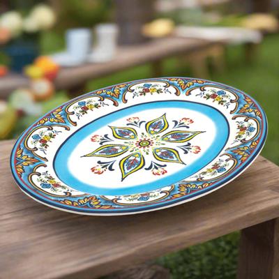 "Euro Ceramica Zanzibar 16"" Oval Serving Platter - 16.14 in. x 12.2 in. x 1.3 in."