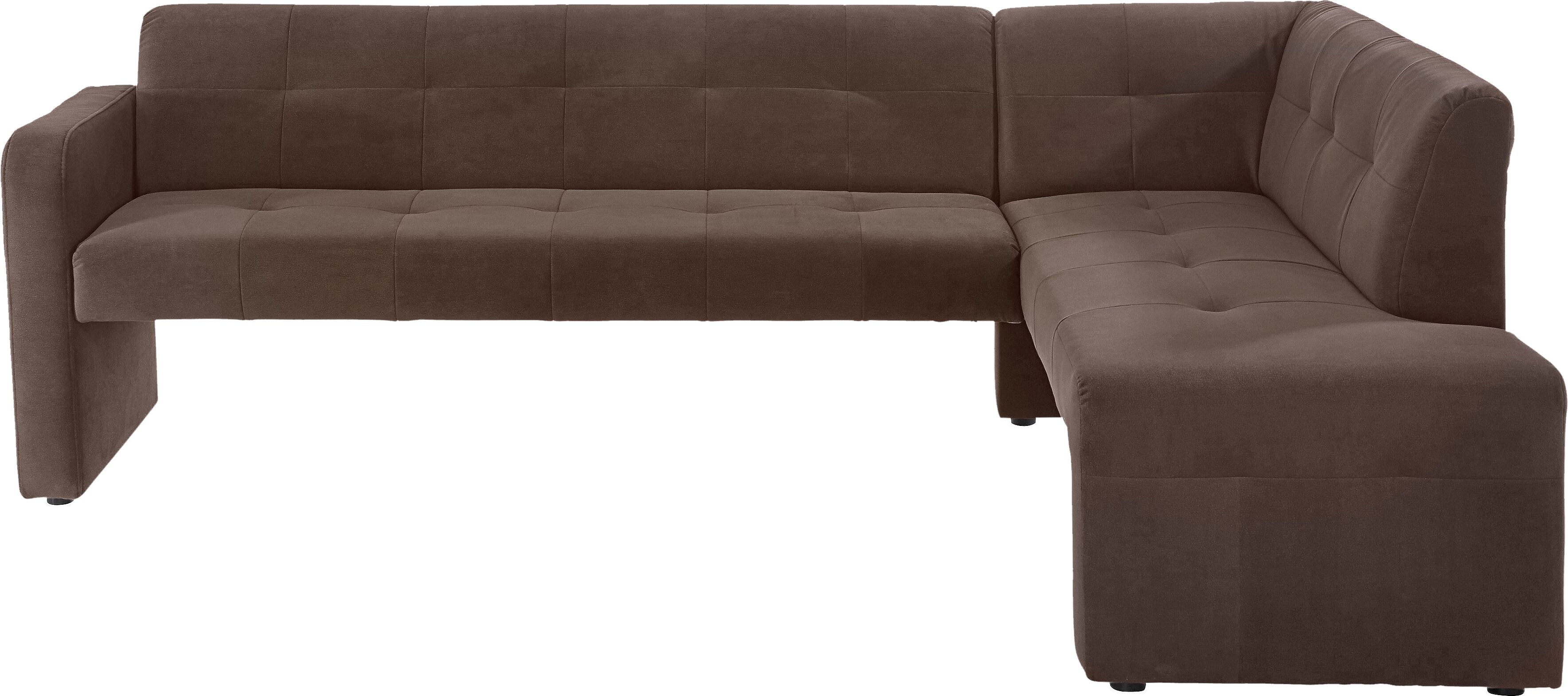 exxpo - sofa fashion "Barista, bequem und elegant, hohe Bodenfreiheit," Eckbank Barista bequem und elegant, hochwertige Detailverarbeitung braun B/H/T: 245cm x 83cm x 159cm, Luxus-Microfaser, langer Schenkel links