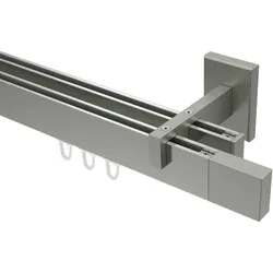 GARDINENSTANGE INNENLAUF Smartline Lox 180 cm, 2-läufig, 14x35 mm Edelstahl-Optik