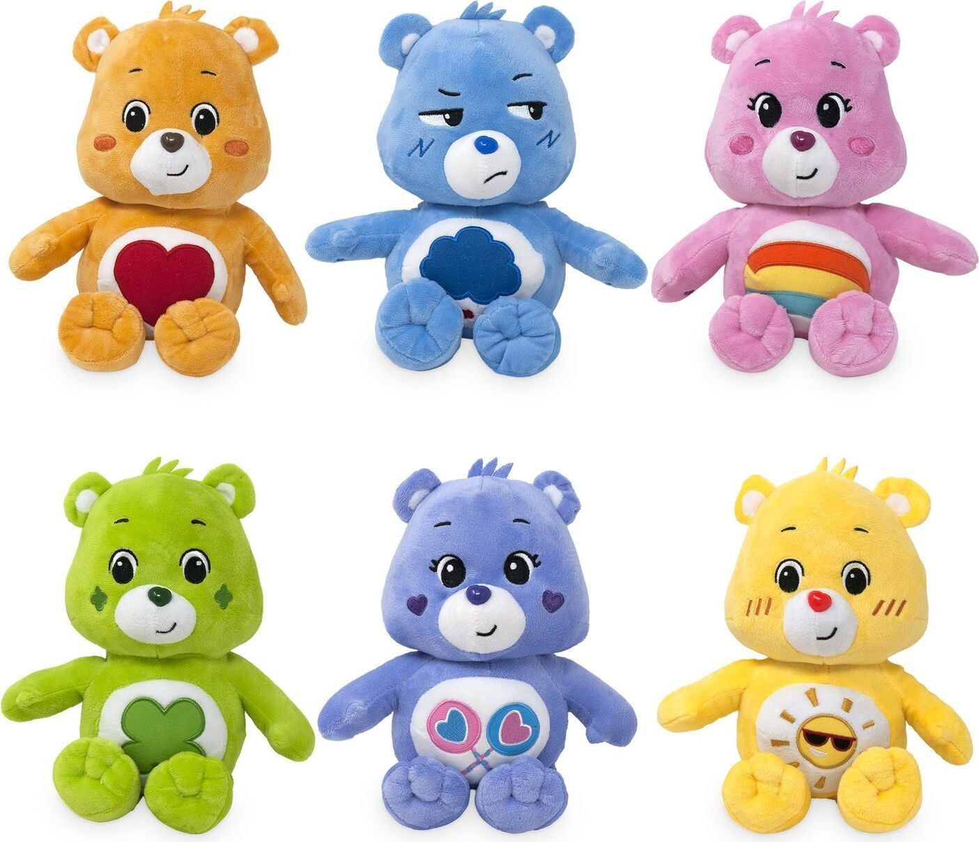 Set van 6 gesorteerde Care Bears pluche figuren, 25 cm