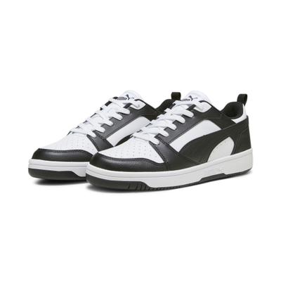 Sneaker PUMA "Rebound V6 Low Sneakers Erwachsene", Damen, Gr. 36, schwarz-weiß (weiß schwarz), Obermaterial: Textil, Synthetik. Futter: Textil. Innensohle: Textil. Laufsohle: Gummi, Schuhe Sneaker