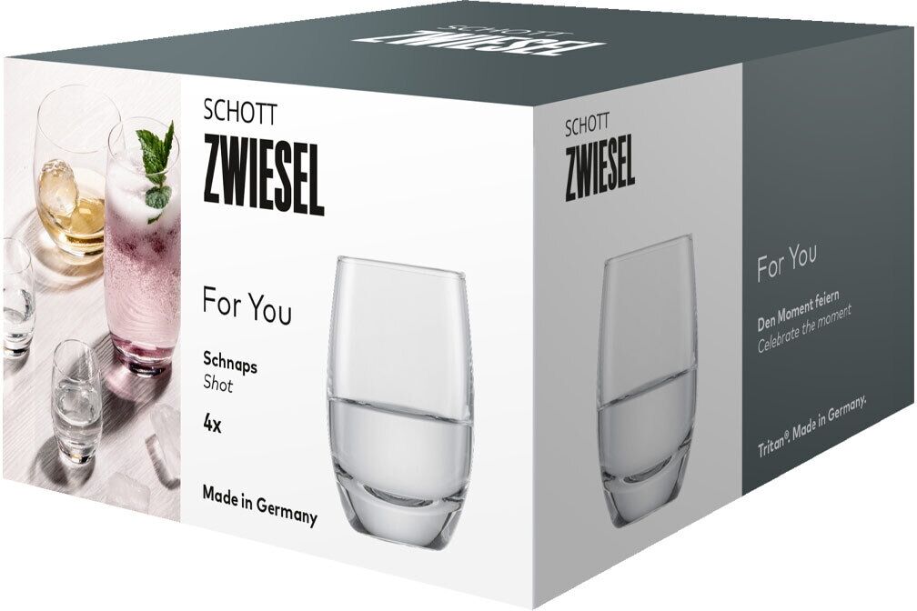 Schnapsglas SCHOTT-ZWIESEL "Schnapsglas For you 75 ml 4er Set transparent", bunt (transparent), B:4,7cm H:6,3cm Ø:4,7cm, Glas, Trinkgefäße, Schnapsglas, Spülmaschinengeeignet