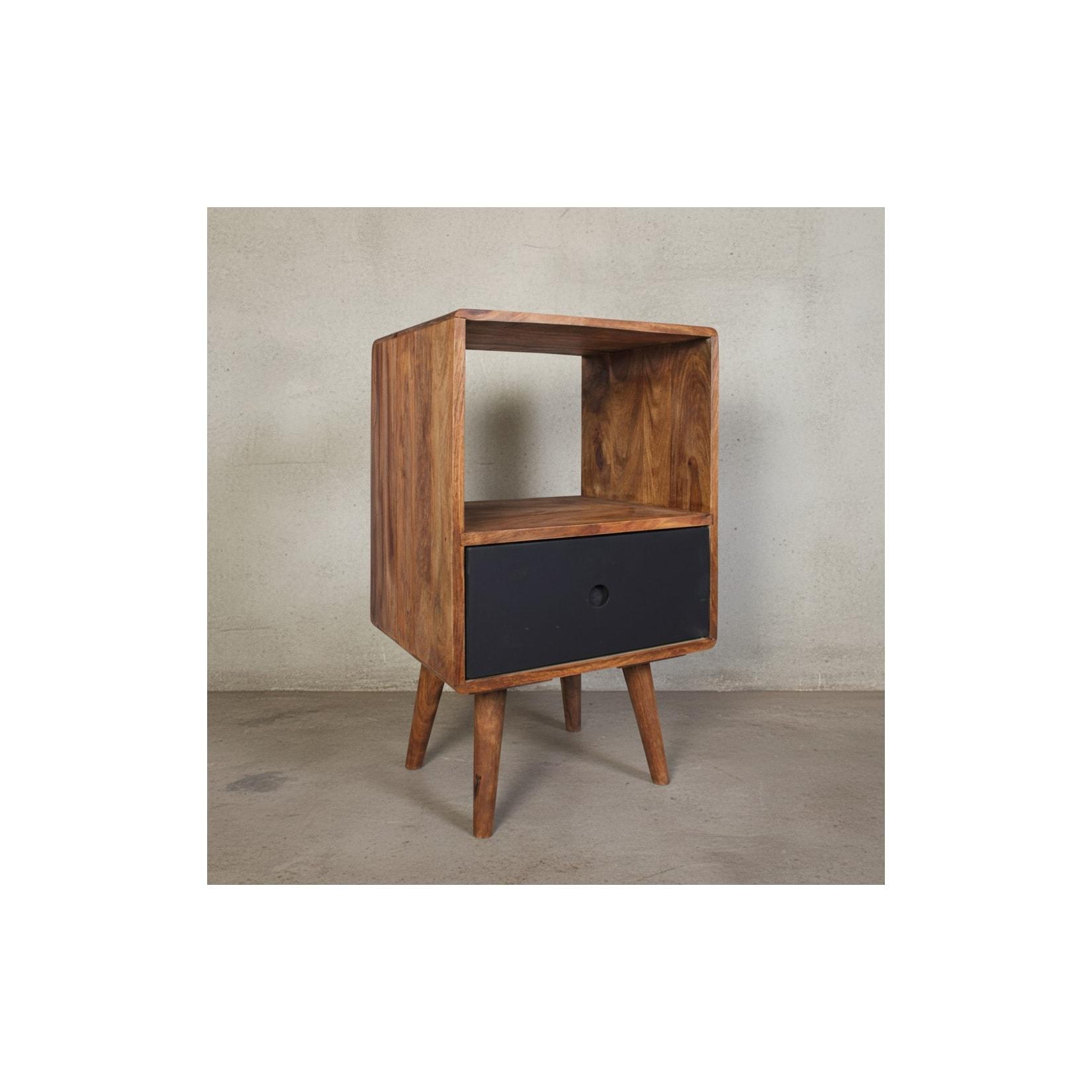 KADIMA DESIGN Retro Nachttisch aus Sheesham-Holz, 70 cm - Für hohe Betten, Vintage-Stil