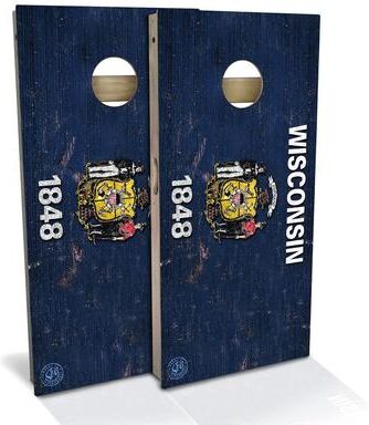 Skip's Garage Wisconsin Flag Outdoor Cornhole Board Set