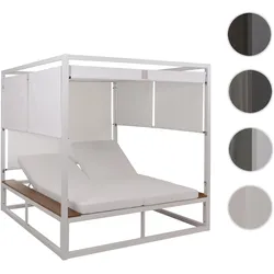 Aluminium Lounge-Gartenliege HWC-M63b, XL Sonnenliege Daybed, 10cm-Polster 200cm ~ weiß Polster creme
