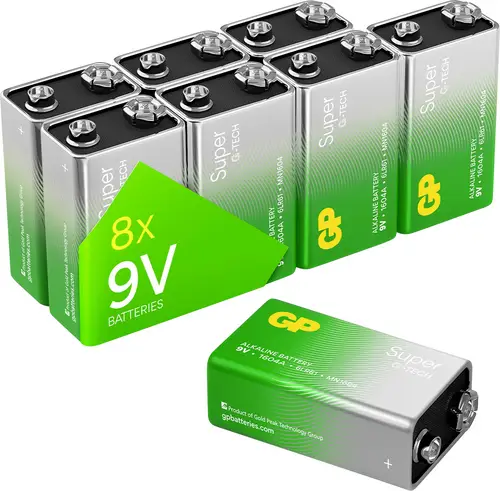 GP Super 9V Block-Batterie Alkali-Mangan 9V 8St.