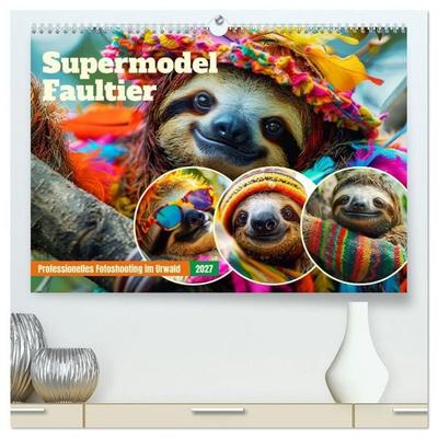 Supermodel Faultier. Professionelles Fotoshooting im Urwald (hochwertiger Premium Wandkalender 2027 DIN A2 quer), Kunstdruck in Hochglanz