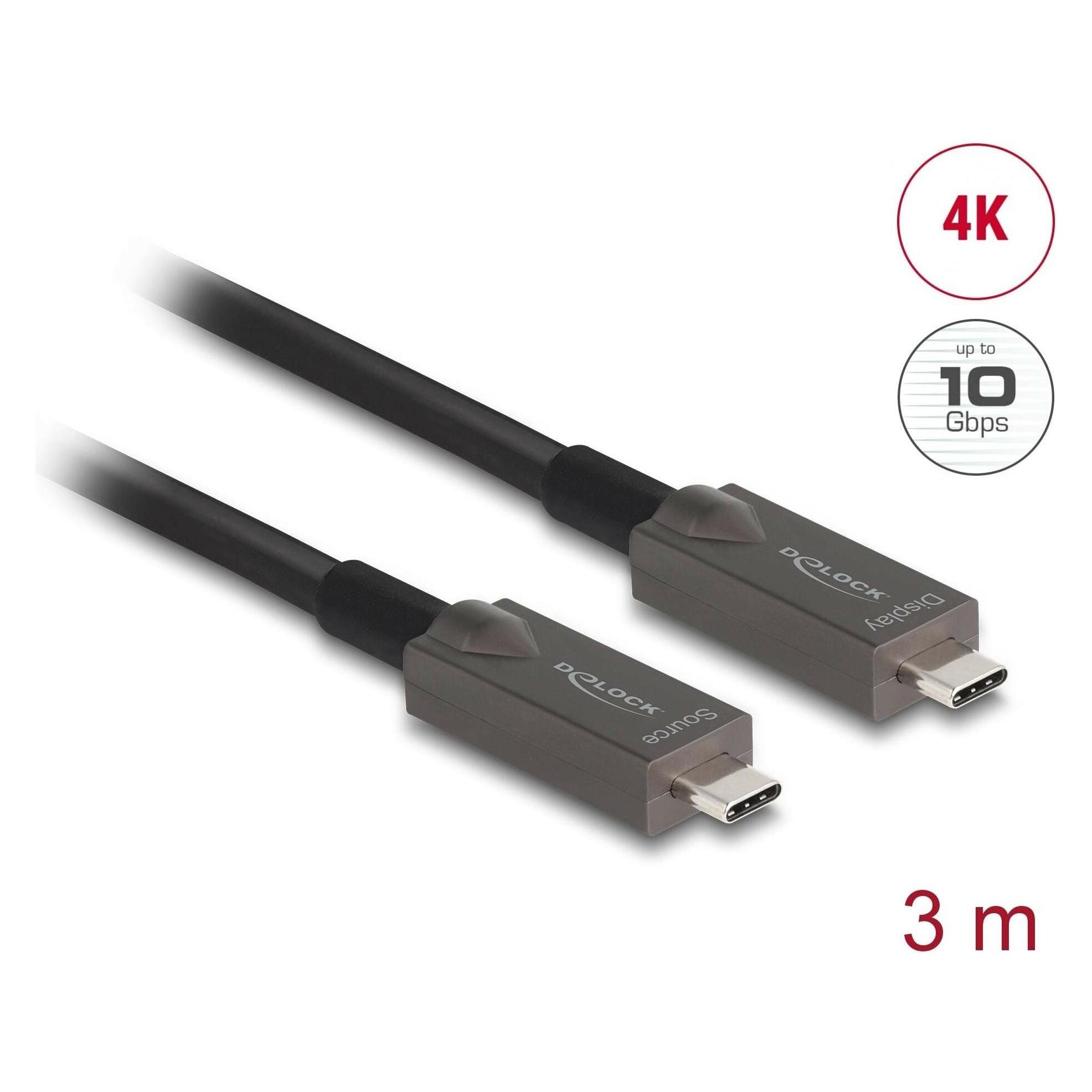 Delock Aktives Optisches USB-C Video + Daten + PD Kabel 3 m (3 m, USB 3.2 Gen 2, 60 W) (84144)