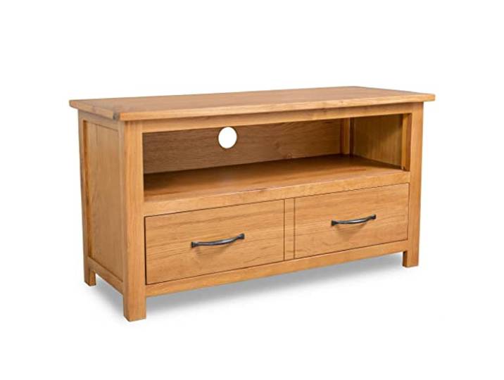 YUOTYRKTEJRSG TV-Schrank Eiche Massivholz 90 cm Breit Fernsehschrank Wohnzimmer TV-Ständer mit Schublade Rustikal Modern Stabil Einfach Montage