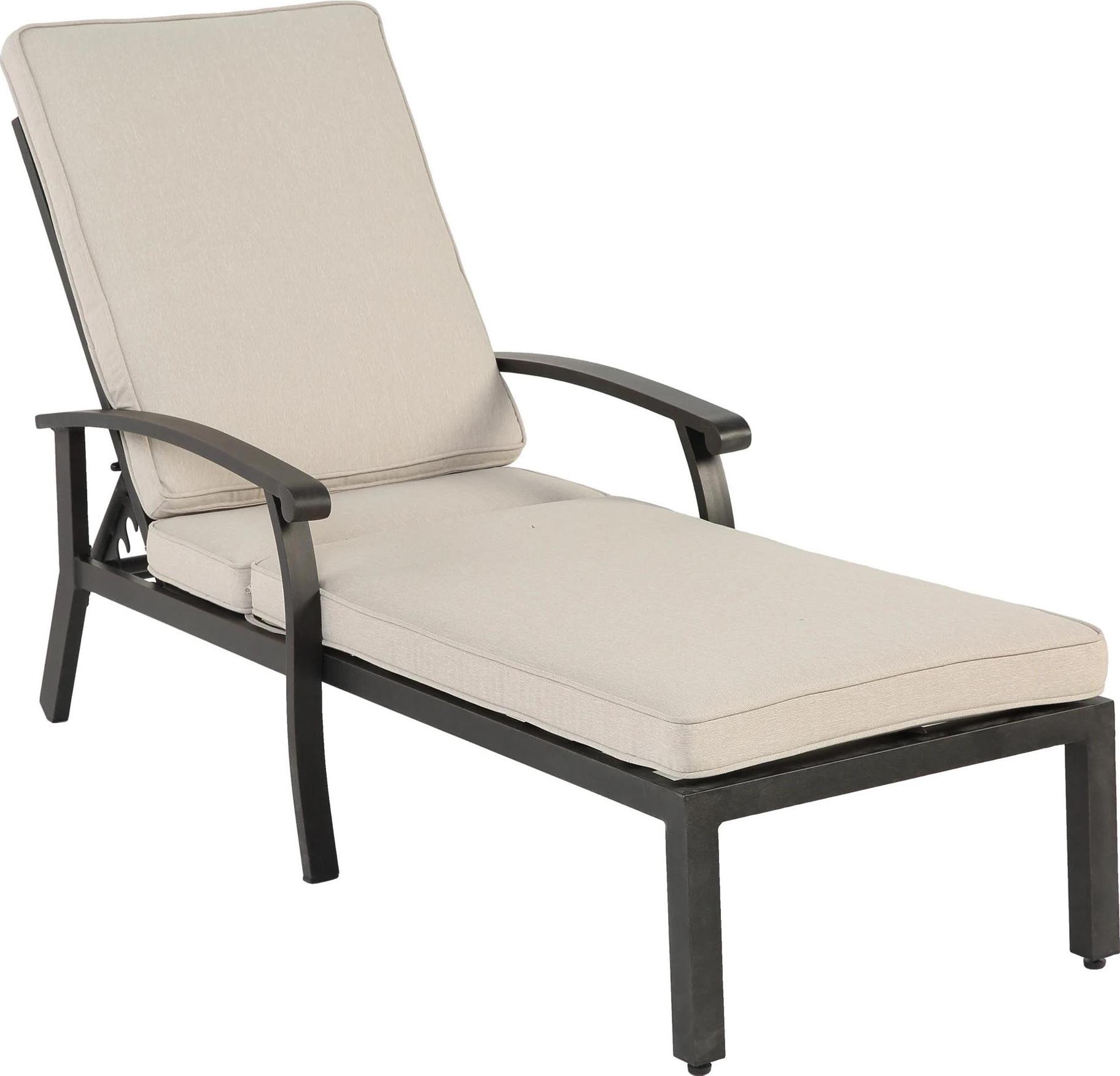 Sonnenliege für draußen - Garten/Pool Liegestuhl - Wasserfest - Verstellbare Rückenlehne - Mit Armlehnen - Moderner Stil - Zum Zusammenbauen - Dunkelkhaki