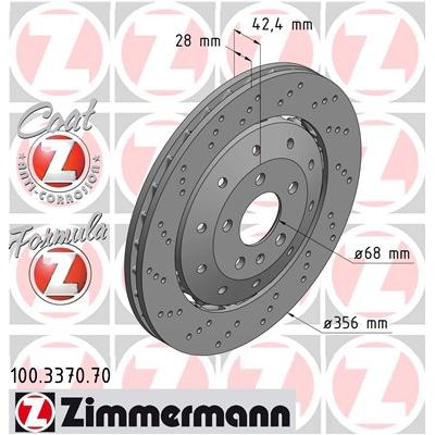 ZIMMERMANN Bremsscheibe FORMULA Z COAT 100.3370.70 Hinterachse 356mm 28mm für VAG