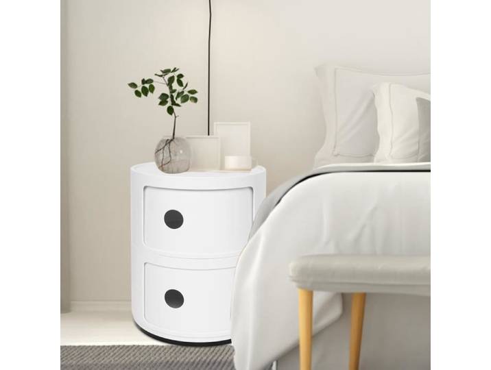Table de chevet moderne à 2 couches - HB055 - Blanc - Contemporain - Design