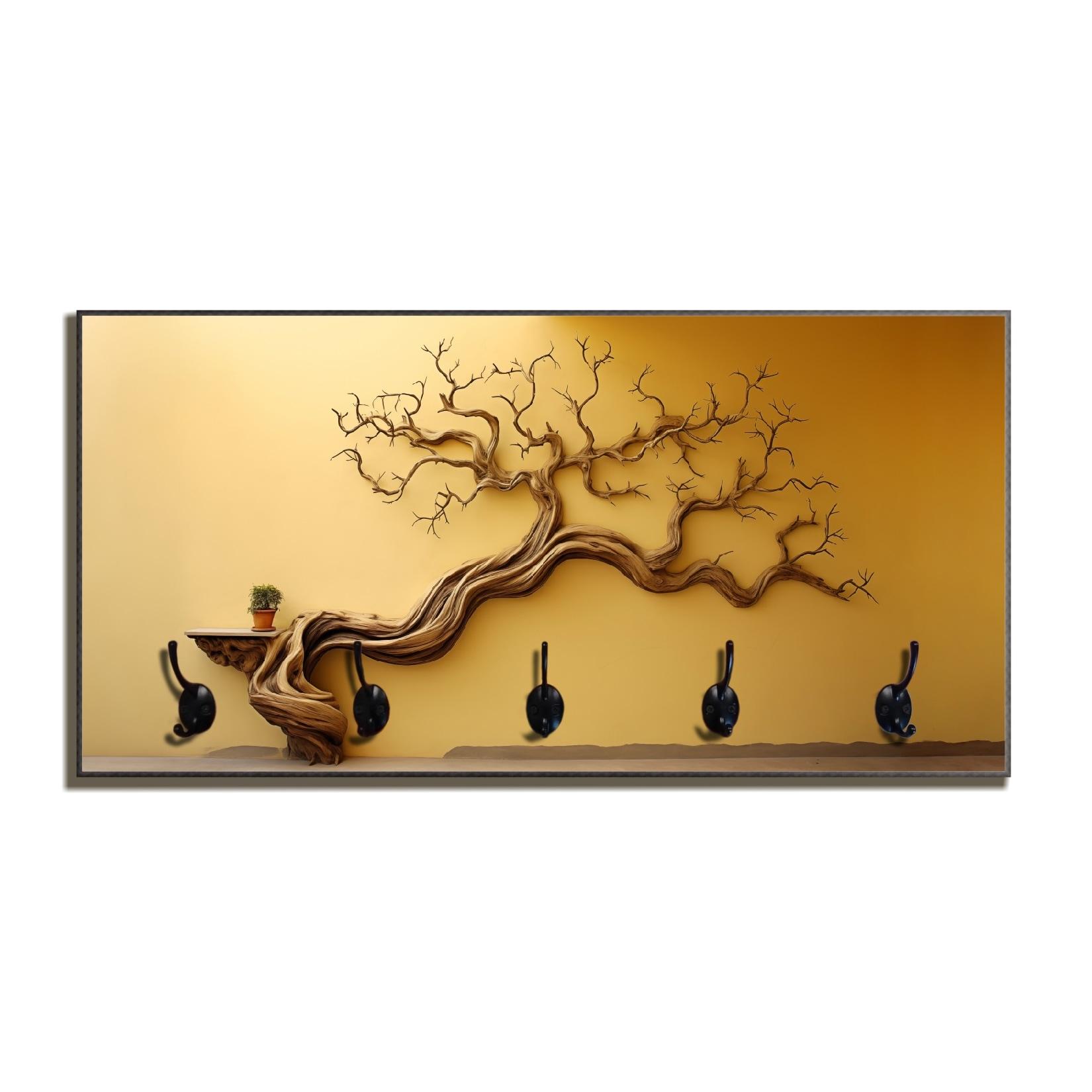 Wallario Holzgarderobe 80 x 40 cm Lebensbaum Skulptur