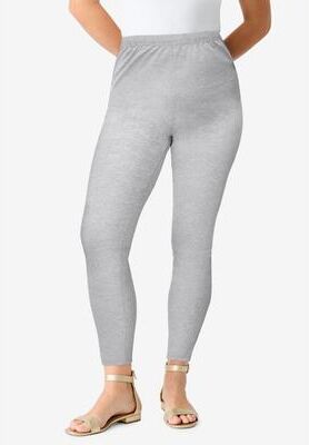 Plus Size Women's Plus Size Essential Stretch Ankle Length Pull-On Legging by Roaman's in Heather Grey (Size 3X) Activewear Workout Yoga Pants