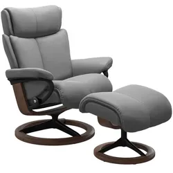 Stressless Sessel mit Hocker Magic Signature Leder Grau Batick Wild Dove S (Small)