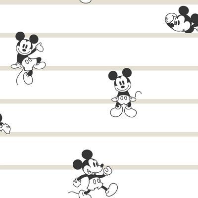 York Wallcoverings Disney Mickey Mouse Stripe Black & White Wallpaper