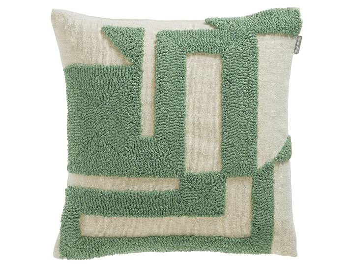 Dekokissen MUSTERRING Slow , grün (grün, gemustert), B:45cm L:45cm, Polyester, Dekokissen_Sitzkissen_Kissenhüllen, Dekokissen, aufwendig bestickt