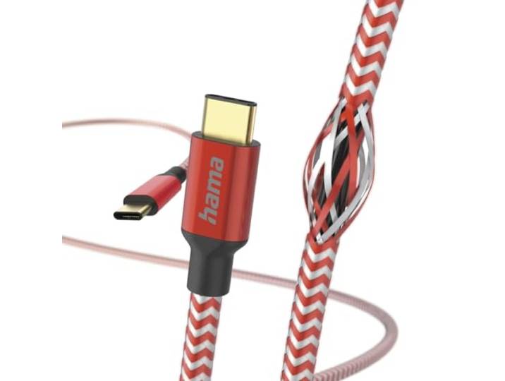 Hama Oplaadkabel Reflective USB C naar USB C, nylon, 1,5 m (snel opladen, mobiele telefoon oplaadkabel, datakabel, USB-kabel, mobiele telefoonkabel, USB type C, knikbescherming, flexibel, verguld,